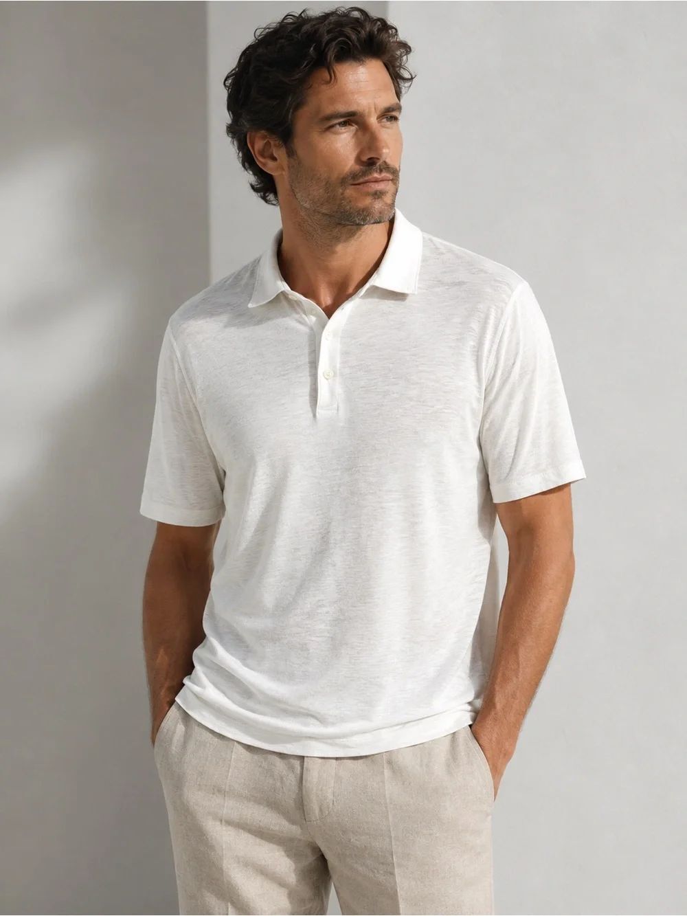 Theory White Polo Shirt XL Men’s Short Sleeve Luxury Casual Lightweight